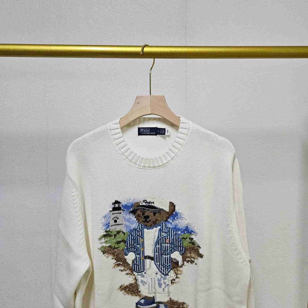 Ralph Lauren Cream Sweater with Nautical Bear - Picture 3 of 6